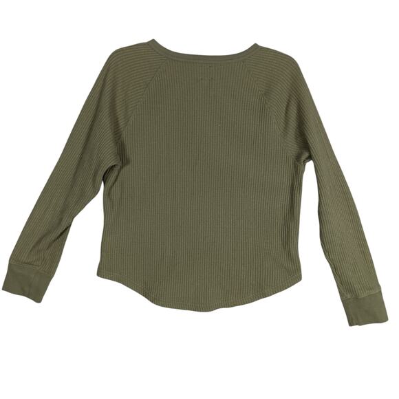 GAP Long Sleeve Waffle Raglan Thermal Top Size Small Army Green Pullover - Picture 4 of 7